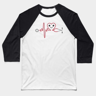 Kawaii Stethoscope Heart Baseball T-Shirt